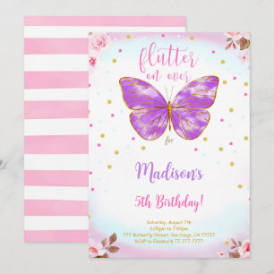 Invitation papillon pour 5ème anniversaire