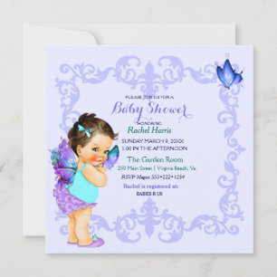 Invitation Papillon Princesse Bébé Fille Lavande
