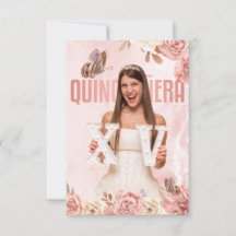 Papillon princesse Floral Quinceanera rose Gold