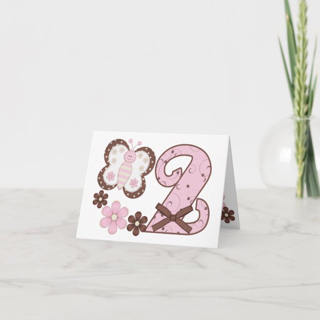 Invitation Papillon rose 2e anniversaire Renouvellement des i (Devant)