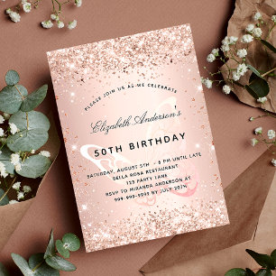 Invitation Papillon rose de parties scintillant doré d'annive