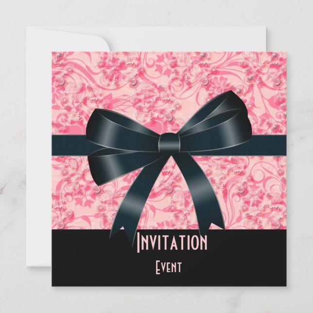 Invitation Papillon rose noir Bow (Devant)