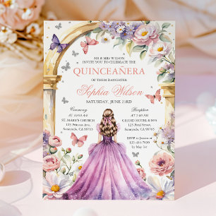 Invitation Papillon rose pâle Quinceanera