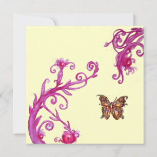 Invitation PAPILLON, rose vif blanc