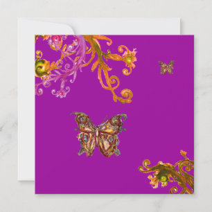 Invitation PAPILLON, rose vif jaune violet pourpre