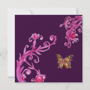 Invitation PAPILLON, rose vif violet