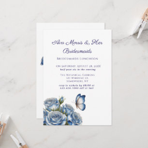Invitation Papillon Roses bleues Luncheon demoiselles d'honne