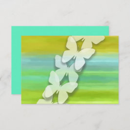 Invitation Papillon RSVP bleu vert jaune aquarelle