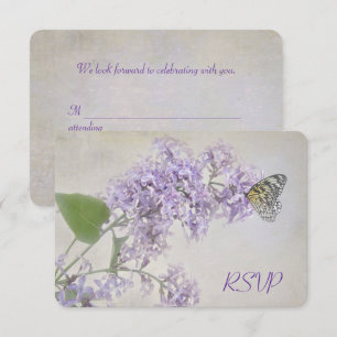 Invitation Papillon RSVP sur lilas