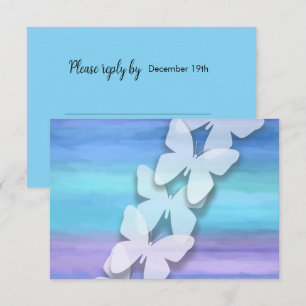 Invitation Papillon RSVP Turquoise Purple Aquarelle