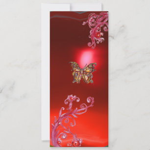 Invitation PAPILLON RUBIS , rouge rose violet vif