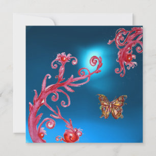 Invitation PAPILLON  SAPPHIR BLEU rose vif, rouge
