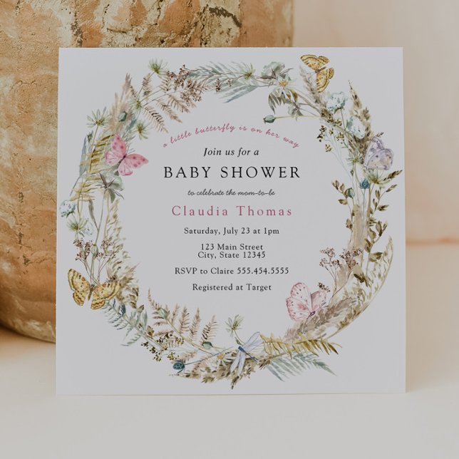 Invitation Papillon sur le Baby shower Boho Chemin (Créateur téléchargé)