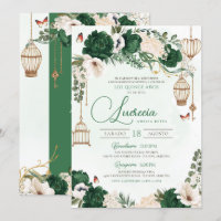 Papillon vert or Floral Elegant Quinceañera