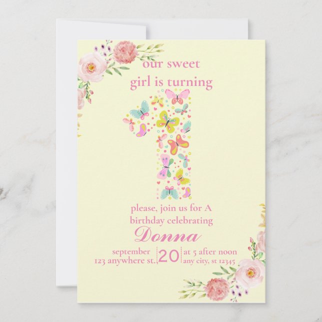 Invitation Papillon Violet Notre Petit Papillon (Devant)