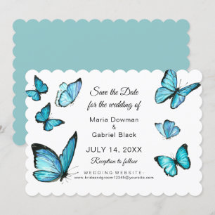 Invitation Papillons aquarelle bleus Modernes faire part