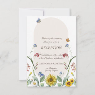 Invitation Papillons au tournesol fleur sauvage Mariage