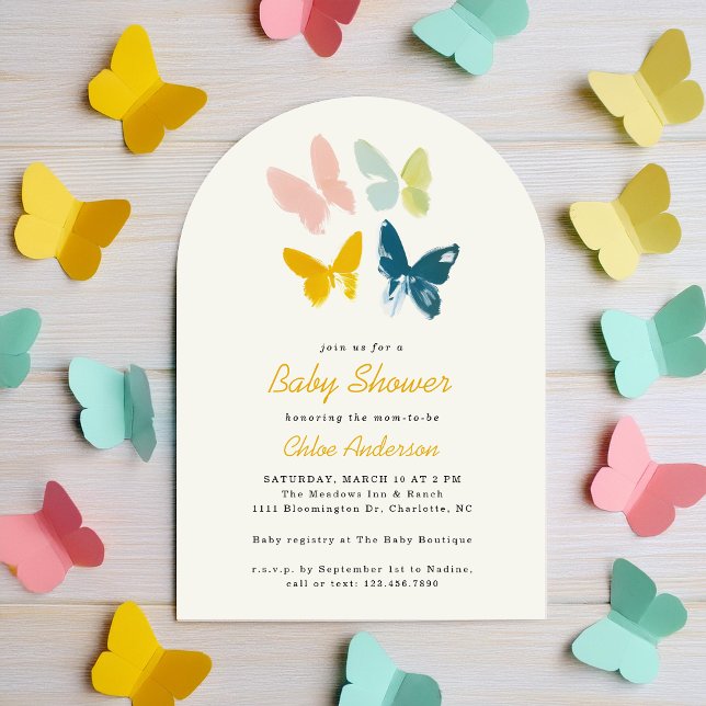 Invitation Papillons Baby shower moderne neutre pour les femm (Créateur téléchargé)