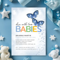 Papillons bleus à deux Baby showers jumeaux