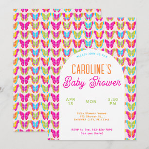 Invitation Papillons colorés mignons Arch Baby shower fille