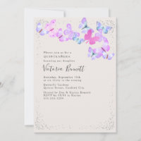 Papillons d'aquarelle Argent Confetti Quinceanera