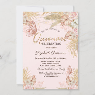 Invitation Papillons d'herbe de Pampas Quinceañera 