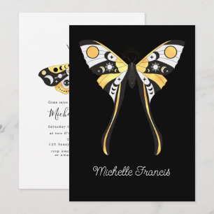 Invitation Papillons dorés célestes mystiques