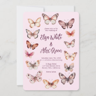 Invitation Papillons Élégants Mariage PERSONNALISÉ