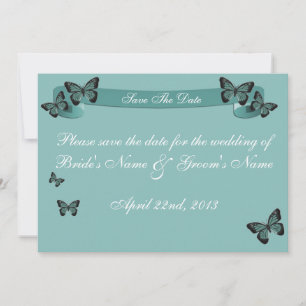 Invitation Papillons Émeraude Sauvegarder la Date