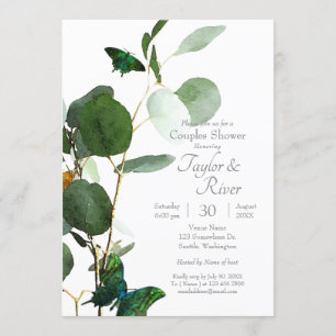 Invitation Papillons et aquarelle Verdure