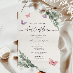 Invitation Papillons et Fête des mariées Eucalyptus