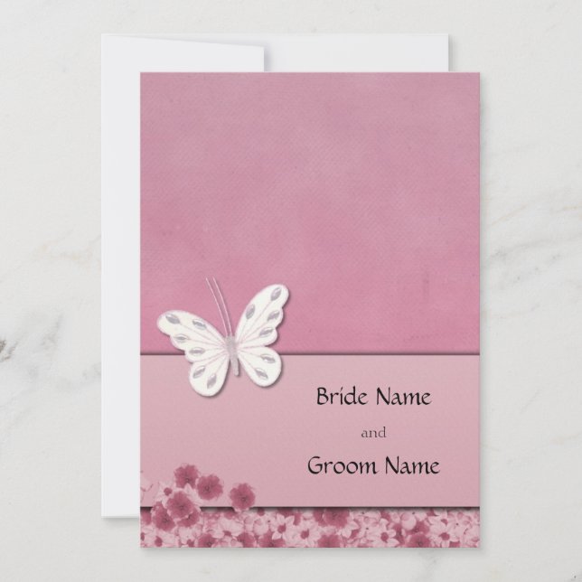 Invitation Papillons Et Fleurs (Devant)