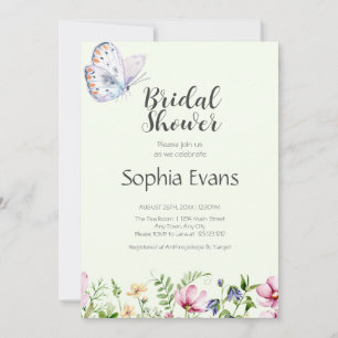 Invitation Papillons et Fleurs Sauvages Jaune Baby Shower