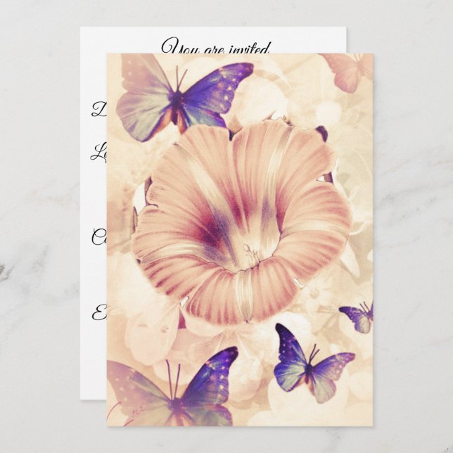 Invitation Papillons et Lilly (Devant / Derrière)