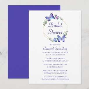 Invitation Papillons Fête des mariées papillon Printemps bleu