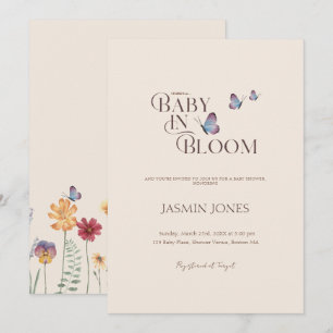 Invitation Papillons & Fleur sauvage Baby in Bloom Baby showe