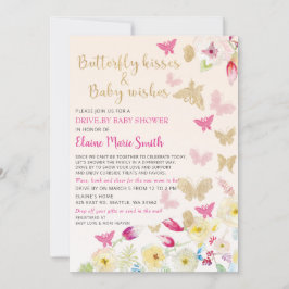 Invitation Papillons Floral Rose Or Conduit Par Baby shower