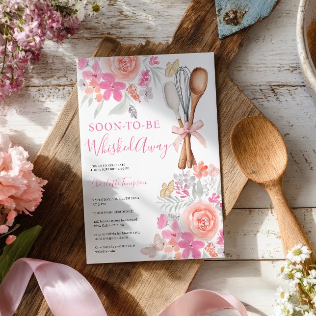 Invitation Papillons floraux jetés douche nuptiale (Floral Butterflies Whisked Away bridal shower Invitation)