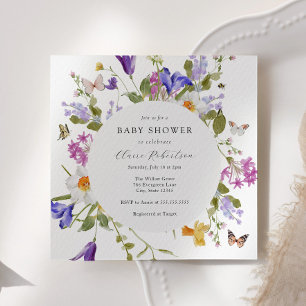 Invitation Papillons florissants Baby shower floral du printe