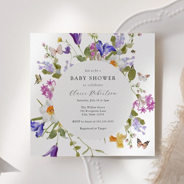 Invitation Papillons florissants Baby shower floral du printe (Créateur téléchargé)