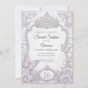 Invitation Papillons iridescents élégants Sweet 16