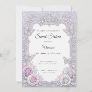 Invitation Papillons iridescents élégants Sweet 16