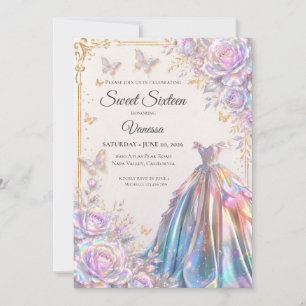 Invitation Papillons iridescents élégants Sweet 16