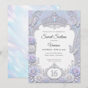 Invitation Papillons iridescents élégants Sweet 16