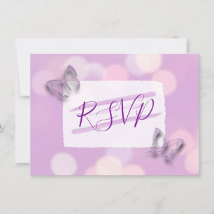 Invitation Papillons Lavande Mariage RSVP