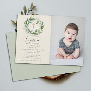 Invitation Papillons Lily Valley Floral Enfant Photo Baptême
