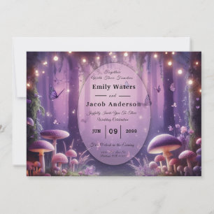 Invitation Papillons pourpres et Mariage Ciel Starlit