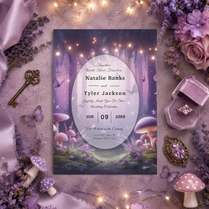 Invitation Papillons pourpres et Mariage Ciel Starlit