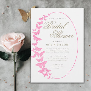 Invitation Papillons rose Boho Frame Elégante Fête des mariée
