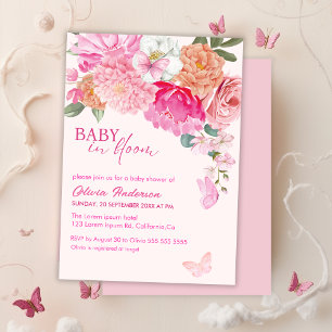 Invitation Papillons roses bébé dans Baby shower fleuri fleur